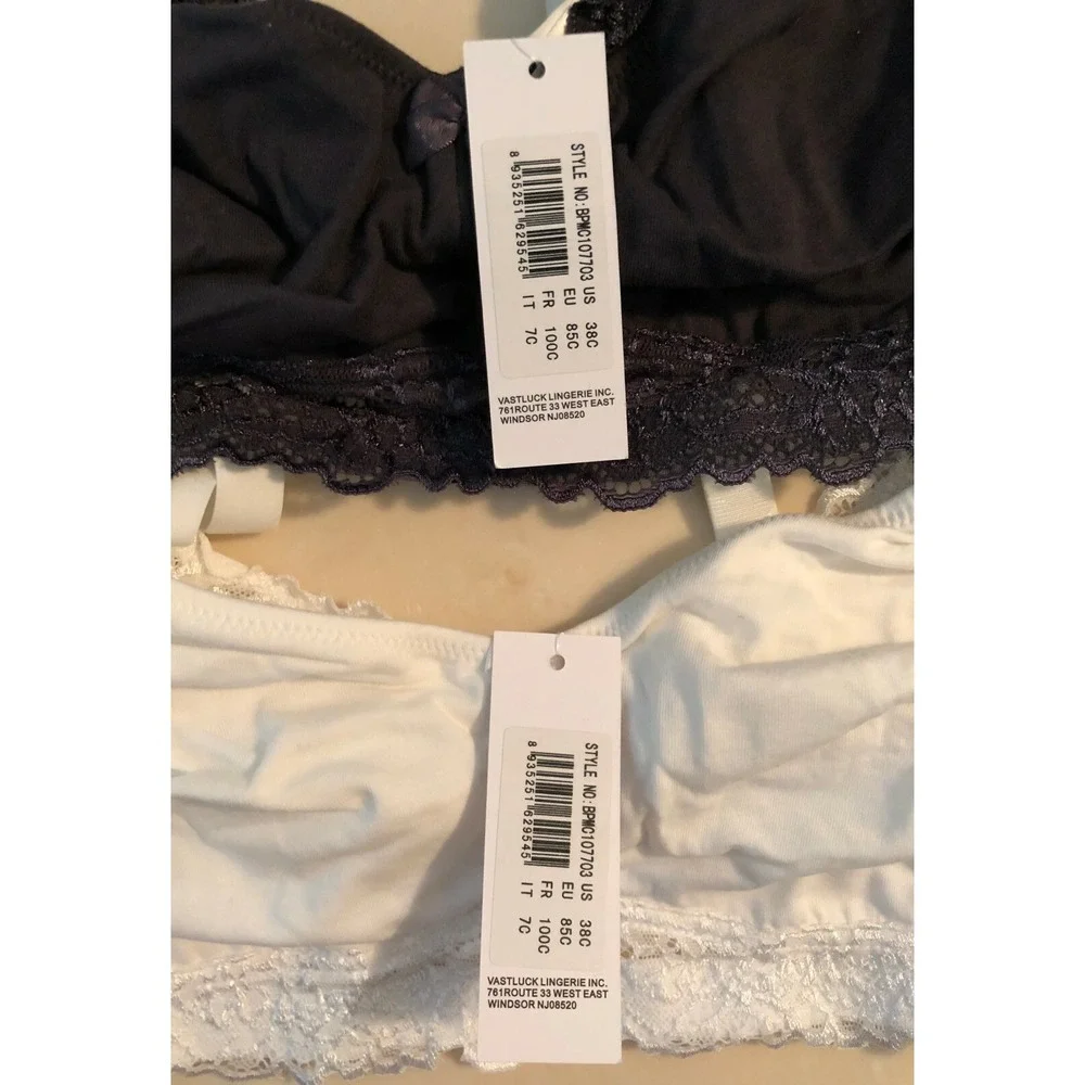 Curve Muse Women's Size 38C Floral Lace Trim Full Coverage Bras lot of 2